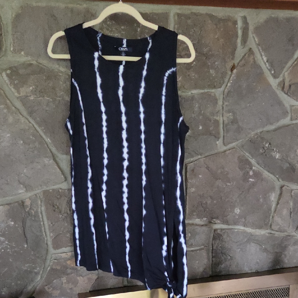 Chaps Blue and White Sleeveless Tunic Top